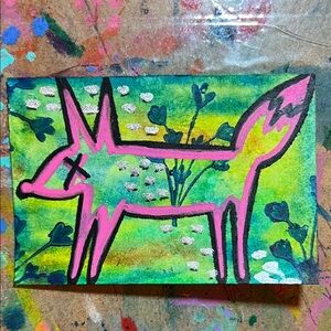 Mini Fox mixed media painting